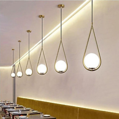 Đèn thả LAMES chao thủy tinh địa cầu, khung mạ vàng hình giọt nước - kèm bóng LED chuyên dụng (82).