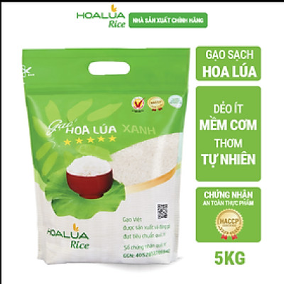 Gạo Hoa Lúa Xanh - Túi 5kg - Dẻo vừa, Mềm cơm, Thơm tự nhiên
