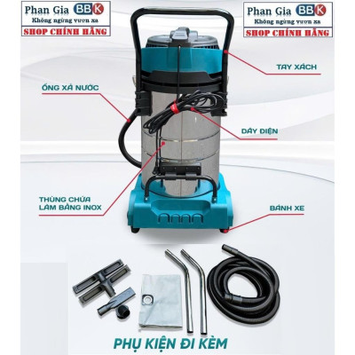 Hàng chính hãƞg, Máy Hút Bụi Công Nghiệp -Văn Phòng-Xưởng NAKAWA 80 Lít, Công Suất 4800W, Hàng chính hãƞg, BH 1 năm