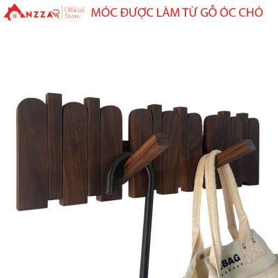 Móc gỗ treo tường gỗ óc chó cao cấp Anzzar, móc treo quần áo, phụ kiện, giá gỗ treo quần áo-MT07