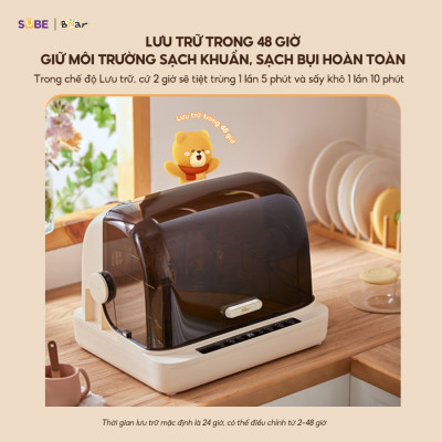 Máy Tiệt Trùng Sấy Khô UV 18L Bear Chống Ồn Tốt Khử Trùng Đa Dụng Cụ Không Tốn Điện Lưu Trữ 48H SB-MTT20 - Hàng Chính Hãng