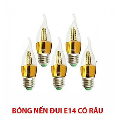 Combo 10 combo 5 đèn nến đui E14 có râu ánh sáng vàng nắng loại chuẩn