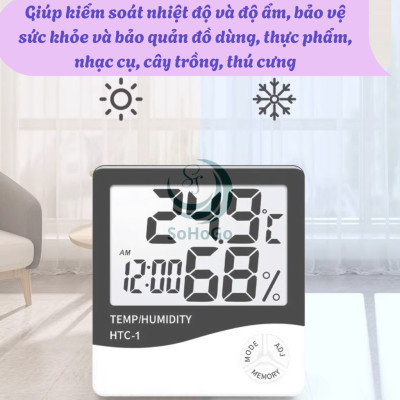 Nhiệt Ẩm Kế Điện Tử Đa Năng -Đồng Hồ Đo Nhiệt Độ & Độ Ẩm Kỹ Thuật Số -Máy Đo Nhiệt Độ – Độ Ẩm Trong Nhà -Đồng Hồ Điện Tử Đo Nhiệt Ẩm & Hiển Thị Thời Gian -Nhiệt Ẩm Kế Mini Treo Tường/Để Bàn