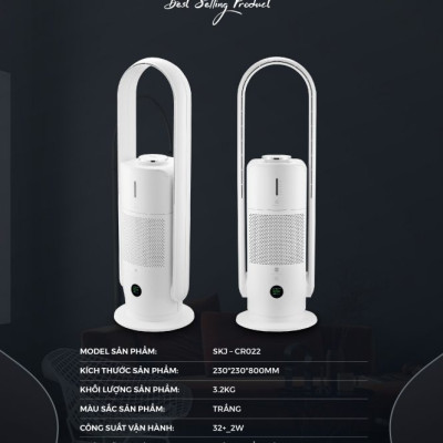 [Nhập CECAMP300KD1 giảm 300K] Combo Máy Lọc Không Khí Bù Ẩm ULTTY SKJ - CR022 Dạng Quạt, Khử Khuẩn Bằng Tia UV + Màng lọc HEPA H14 Nano Phân Tử Bạc - Hàng Chính Hãng