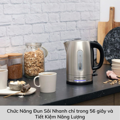 Ấm SiêuTốc Russell Hobbs 26300-70 Thép Không Gỉ, Dung Tích 1.7L, Công Suất 2400W Nhập Đức Hàng Chính Hãng