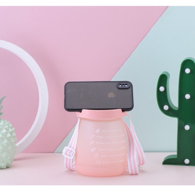 Bình đựng nước 1.2 lít có vạch chia báo giờ uống nước Tặng kèm stiker ngộ nghĩnh dễ thương