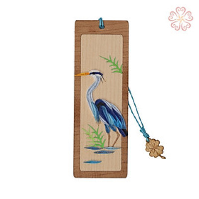 Bookmark giấy xoắn nghệ thuật - chú cò xanh size 13.5 x 5.3