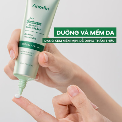 Kem chống nắng rau má kiềm dầu nâng tông cho da dầu, nhạy cảm Anodin Kava Kava Calming Suncream 50ml