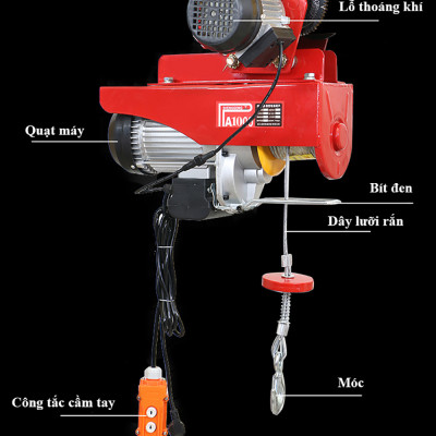 Bộ Tời Điện Kèm Rùa ABG PA1000 (250/500Kg) 30 Mét Giúp Máy Tời Treo Nâng Hạ Vật Nặng Dễ Dàng Trong Nhà Xưởng Công Nghiệp Và Đời Sống, Nâng Kéo Linh Hoạt, Hiệu Quả Cao – Hàng Chính Hãng