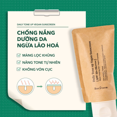 Kem Chống Nắng Herbloom Thuần Chay Daily Toneup/ Calming Days Vegan Sunscreen SPF 50+ / PA ++++ 50ML