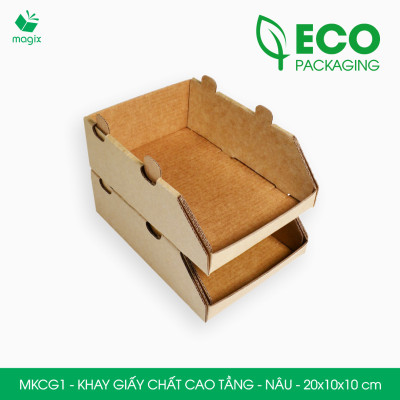 MKCG1 - 20x10x10 cm - 50 Khay giấy chất cao tầng bằng giấy carton siêu cứng, kệ giấy đựng đồ văn phòng, khay đựng dụng cụ, khay linh kiện, kệ phân loại dụng cụ