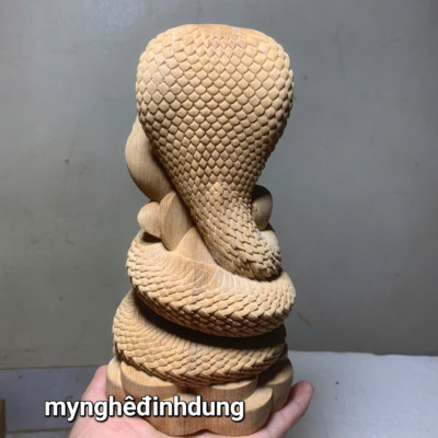 Tượng con rắn phong thủy bằng gỗ ngọc am thơm nức kt cao 20x10x7cm 