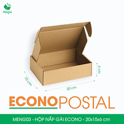 MENG03 - 20x15x6 cm - 60 Hộp carton nắp gài đóng hàng giá rẻ, hộp gói hàng, hộp quà thời trang