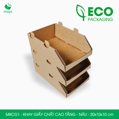 MKCG1 - 20x10x10 cm - 10 Khay giấy chất cao tầng bằng giấy carton siêu cứng, kệ giấy đựng đồ văn phòng, khay đựng dụng cụ, khay linh kiện, kệ phân loại dụng cụ