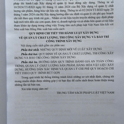 Sách Quy định chi tiết thi hành Luật Xây Dựng về Quản Lý Chất Lượng, Thi Công Xây Dựng và Bảo Trì Công Trình Xây Dựng (V2567T)