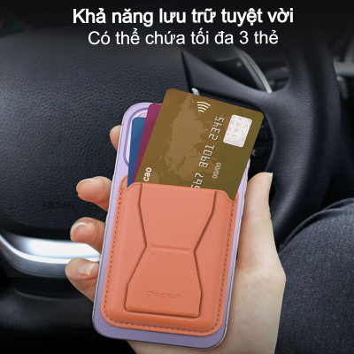 Case đựng thẻ dán mặt sau điện thoại Choetech PC0003 kiêm giá đỡ từ tính - Hàng chính hãng