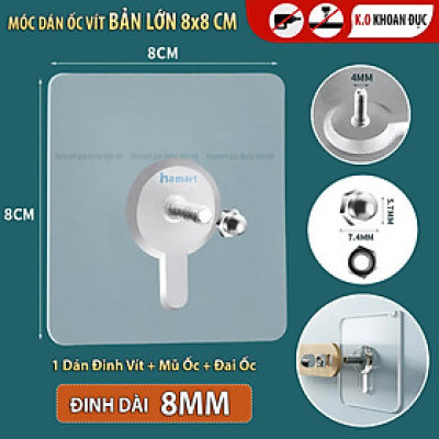 Móc Dán Tường Có Đinh Ốc Vít Miếng Dán Tường Đóng Đinh Tiện Lợi Ko Khoan Đục Tường