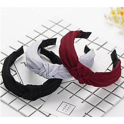 Bờm cài tóc turban nữ BN20B bản to màu đỏ đô