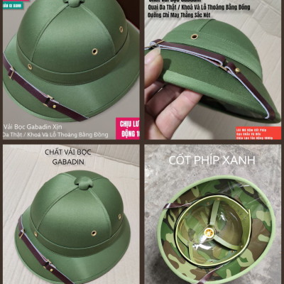 MŨ CỐI ARMY K82 XỊN MŨ CỐI VẢI BỌC GABADIN QUAI DA THẬT LÒNG CỐT PHÍP GIÀN GI XANH ( XEM KĨ MÔ TẢ )
