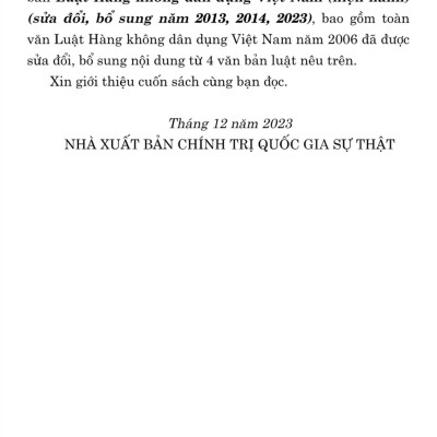 Luật hàng không dân dụng Việt Nam (hiện hành) (sửa đổi bổ sung năm 2013, 2014, 2023)