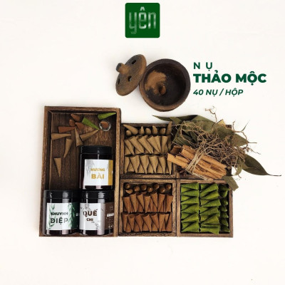 Nhang Nụ Thảo Mộc Mix Quế Khuynh Diệp Hương Bài Sạch Ít Khói Hộp 40 Nụ Yên Tự Nhiên Không Hóa Chất