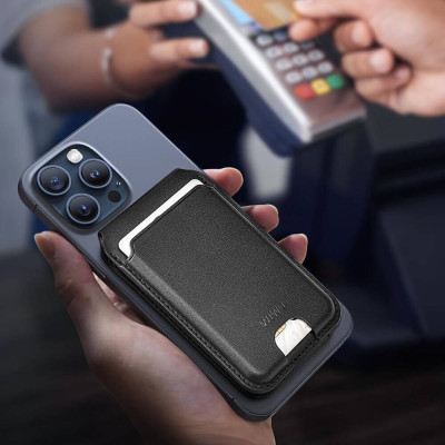 Ví da đựng Card từ tính WiWU Mag Wallet Pro ATM Visa tích hợp giá đỡ đa năng Card Holder cho iPhone 16 15 14 13 12 S22 S23 S24 Z FLlip Fold - Hàng nhập khẩu
