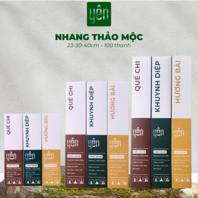 Nhang Thảo Mộc Sạch Mix Quế Khuynh Diệp Hương Bài Loại 23-30-40cm Hộp 100 Thanh Yên 100 % Tự Nhiên Thờ Cúng Thư Giãn