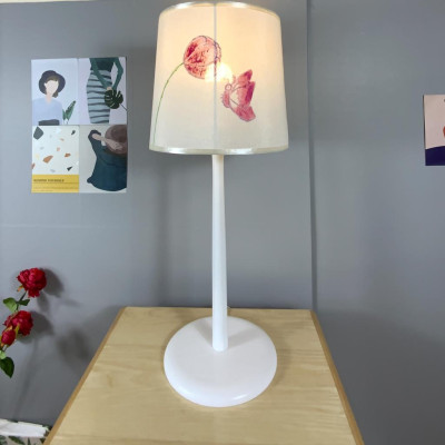 Đèn bàn gỗ chú chim mùa xuân Gỗ tự nhiên, vải thô đũi Hà Đông vẽ tay