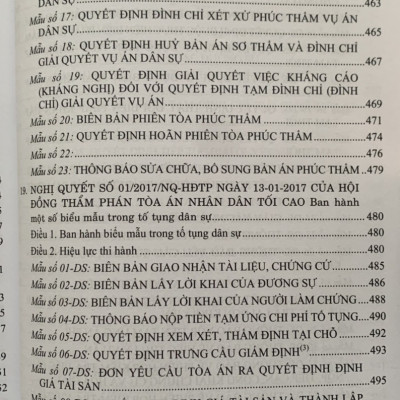 Hệ thống các nghị quyết của Hội đồng Thẩm phán Tòa án nhân dân tối cao về dân sự và tố tụng dân sự từ 1990-2023