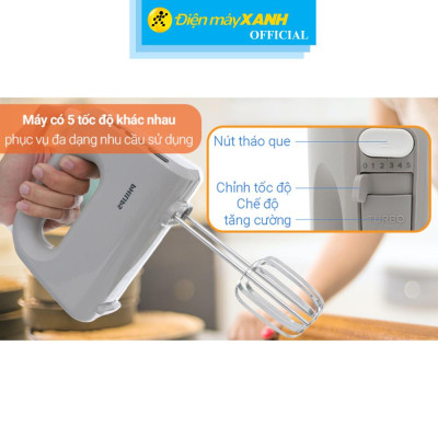 Máy đánh trứng Philips HR3705/20 - Hàng Chính Hãng