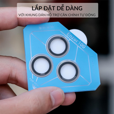 Bộ vòng kính cường lực viền kim loại bảo vệ camera cho iPhone 15 Pro / 15 Pro Max / 15 Plus / iP 15 hiệu HOTCASE Kuzoom AR-LENS  độ cứng 9H, chống trầy xước, giữ nguyên chất lượng ảnh chụp - Hàng nhập khẩu