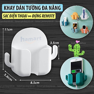 Giá Để Điện Thoại Dán Tường Đa Năng Đựng Điều Khiển Remote Màu Trắng Keo Siêu Dính Tiện Lợi