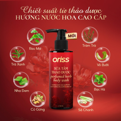 Sữa tắm hương nước hoa Oriss Perfumed Herb Bodywash dưỡng da sáng ẩm mịn lưu hương quyến rũ