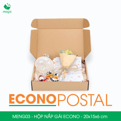 MENG03 - 20x15x6 cm - 100 Hộp carton nắp gài đóng hàng giá rẻ, hộp gói hàng, hộp quà thời trang