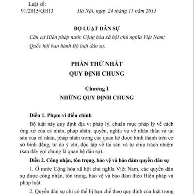 Sách - Bộ Luật Dân Sự Nước CHXHCN Việt Nam  - ndbooks