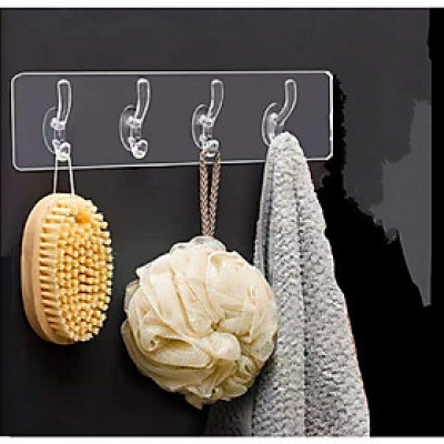 thanh giá Móc 4 & 6 treo quần áo đa năng dán tường siêu dính ( tặng bộ chổi mini vệ sinh lò vi sóng 2 in 1 có hít từ hàng nội địa nhật )