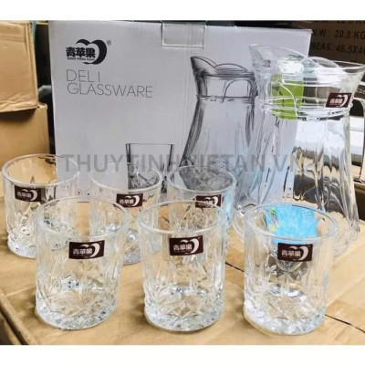 Bộ Bình Thủy Tinh Sang Trọng 6 Cốc – Quà Tặng Cao Cấp, Hộp Đựng, Thiết Kế Hiện Đại - HÀNG CHÍNH HÃNG MINIIN