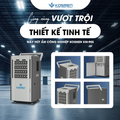 Máy Hút Ẩm Công Nghiệp Kosmen KM-90S Dung Tích Bình Nước 8L - Hàng Chính Hãng Bảo Hành 24 Tháng