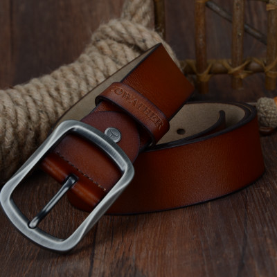 Thắt Lưng Da Bò Chính hãng COWATHER XY002 Nâu Vàng