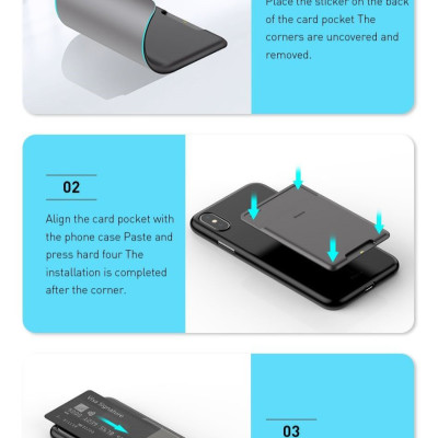 Ốp Lưng Đựng Thẻ Siêu Mỏng Gắn Lưng Điện Thoại Silicon 3M-Chính Hãng Baseus