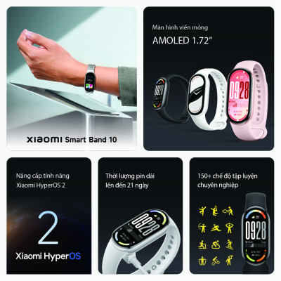 Vòng Đeo Tay Thông Minh Xiaomi Mi Band 10 - Bản Quốc Tế - Hàng Chính Hãng