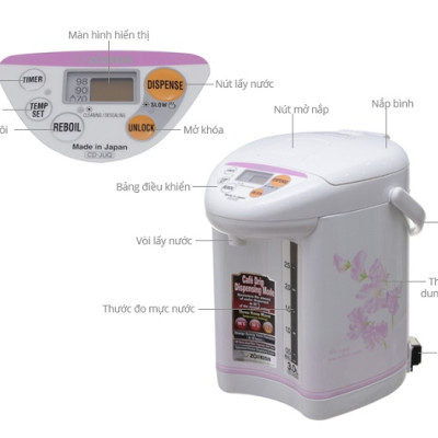 Bình Thủy Điện Zojirushi ZOBT-CD-JUQ30-FS - 3.0 L - Hàng chính hãng