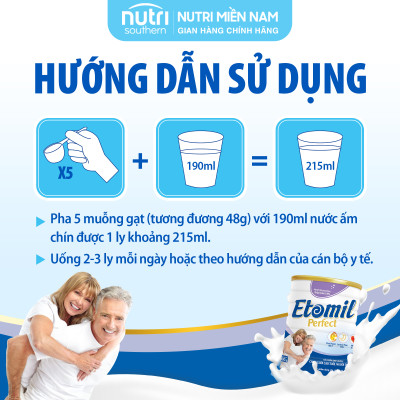 [COMBO 2 HỘP] Sữa Cho Người Lớn Tuổi, Người Ốm Bệnh Etomil Perfect 900G - Dinh Dưỡng Vàng Cho Người Cao Tuổi, Hương Vị Dễ Uống