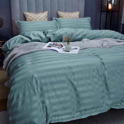 Bộ 5 món vỏ chăn drap gối cotton lụa 3F sọc 3 phân cao cấp A - dành cho khách sạn, homestay, nhà nghỉ ( hàng loại 1) + tặng kèm 1 túi thơm thảo dược