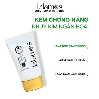 Combo bảo vệ da trắng hồng Lalamos Sữa Rửa Mặt 280ml + Kem Chống Nắng Nhụy Kim Ngân Hoa Nâng Tone 50ml