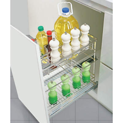 Kệ Đựng Gia Vị Inox SUS304 Nan Dẹt Grob Lắp Gắn Cánh GC304-20B - Hàng Chính Hãng