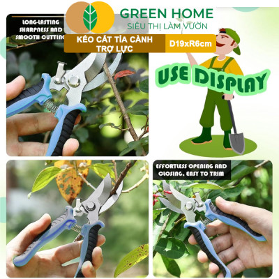 Kéo Cắt Cành GreenHome, D19xR6cm, Tỉa Hoa, Làm Vườn, Thiết Kế Tối Ưu Giảm Lực Tay, Màu Sắc Hiện Đại, Dễ Sử Dụng