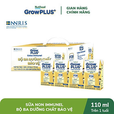 Thùng Sữa Bột Pha sẵn Nutifood GrowPLUS+ Sữa Non Immunel trên 1 tuổi (24 hộp x 110mL)
