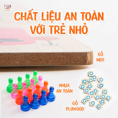 Đồ Chơi Gỗ Boardgame 2in1 Cờ Caro kèm Cờ Cá Ngựa – Lalala Baby