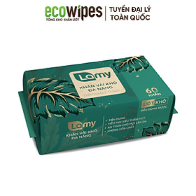 Khăn vải khô đa năng Lamy EcoWipes gói 60 tờ không mùi không cồn không chất tẩy trắng